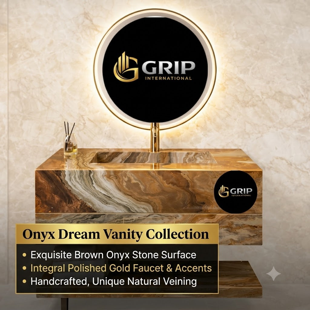 Onyx Dream Vanity – Brown Marble Finish